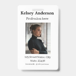 Photo modern profession social media address simpl badge