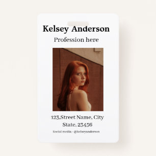 Photo modern profession social media address simpl badge