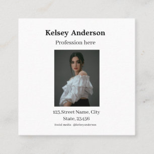 Photo modern profession social media address simpl square business card