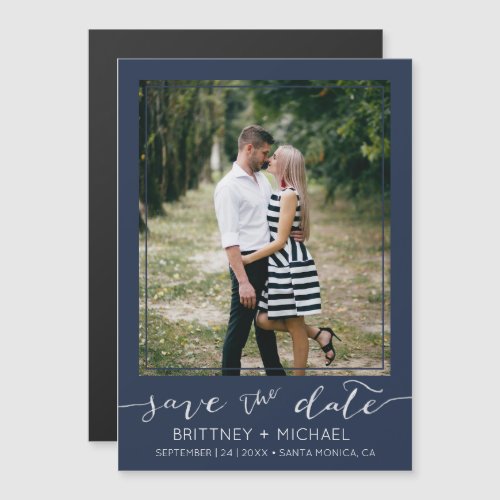 Photo Modern Save The Date Navy Blue