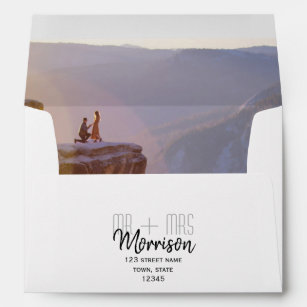 Photo Modern Script Wedding Return Address Envelope