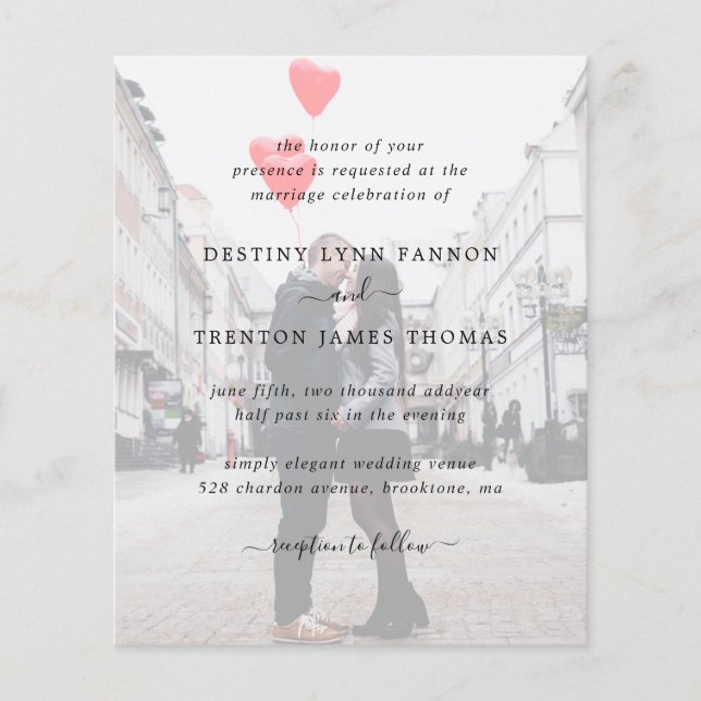 Photo Modern Simple Budget Wedding Invitation (Front)