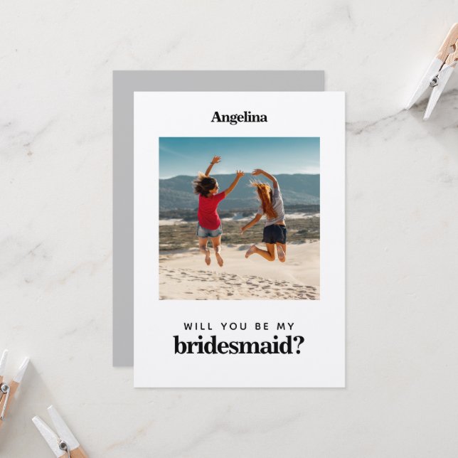 Photo Modern Simple Elegant Bridesmaid Proposal Invitation (Front/Back In Situ)