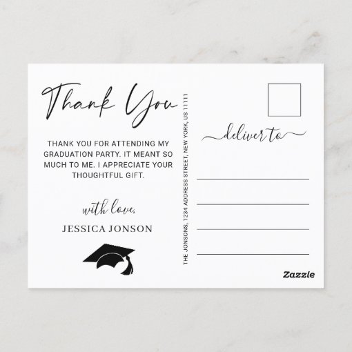 PHOTO Modern Simple Elegant Graduation Thank You Postcard | Zazzle