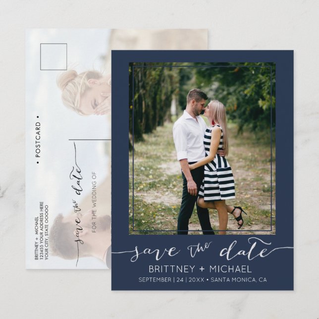 Photo Modern Terracotta Save The Date Announcement Postcard (Front/Back)