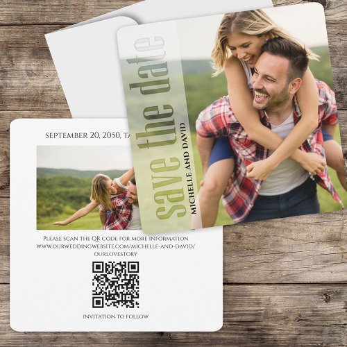 Photo Modern Typography QR Code Save the Date 