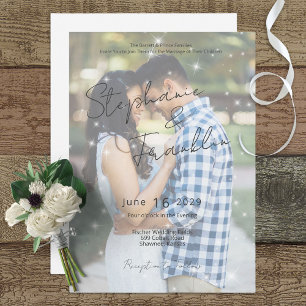 Photo Modern Vellum Sparkle Wedding Invitation