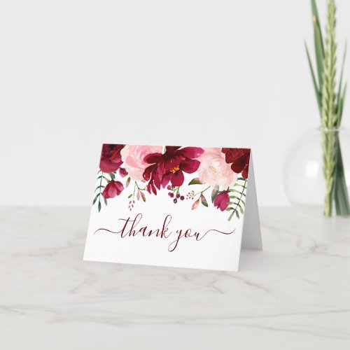 Photo Modern Watercolor Floral Baby Shower Thank Y Thank You Card