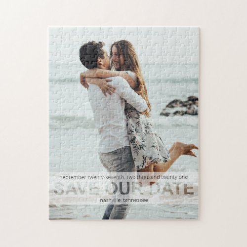 Photo Modern Wedding Save Our Date Jigsaw Puzzle