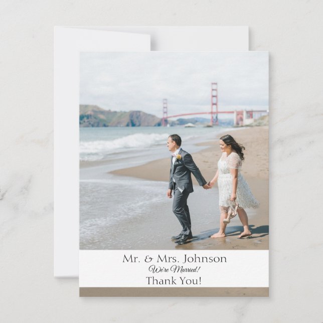 Photo Modern Wedding Thank You Card- Lower Bar (Front)