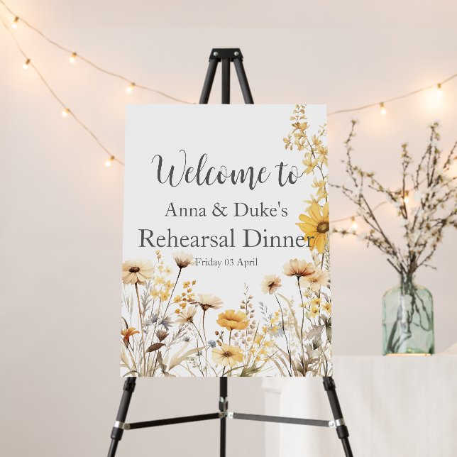  Photo Modern Wildflower QR Code Rehearsal Foam Board (In Situ (Stand))