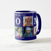 Photo Mom Collage Coffee Navy Blue Big Combo Mug (Front Right)
