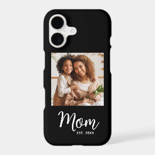 Photo Mom Established Date Black White Script Gift iPhone 17 Case