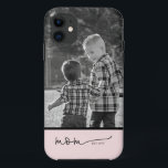 Photo Mom Script Case-Mate iPhone Case<br><div class="desc">This phone case features the text mom in a beautiful script with "est" and the year and a photo to showcase those kiddos! This would make a perfect gift for her for mother's day, Christmas, or birthday! Change the color of the colorblock by selecting "customize further" or just email us...</div>