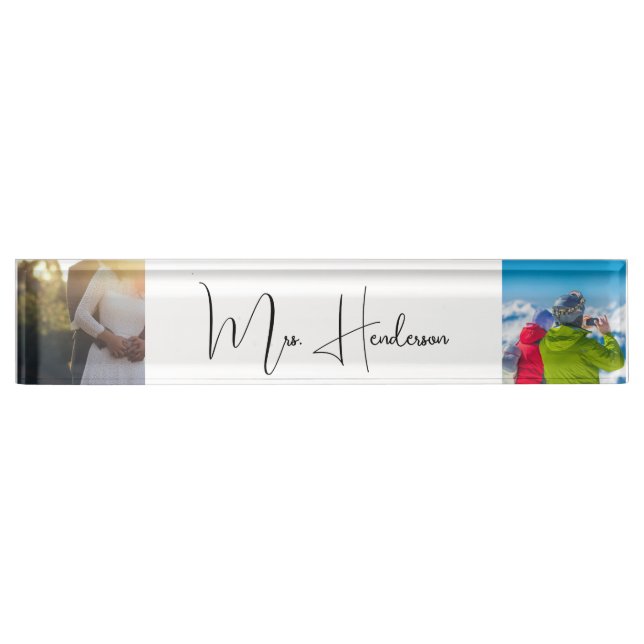 Photo Monogram Desk Name Plate (Front)