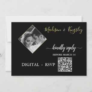 Photo Monogram Edgy Black Fab DIGITAL RSVP CARD