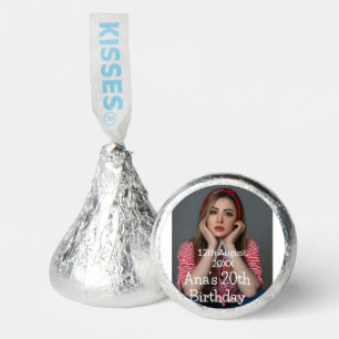 Photo monogram happy 20th birthday gray white hershey®'s kisses®