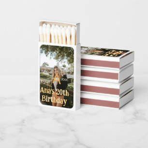 Photo monogram happy 20th birthday orange gray matchboxes