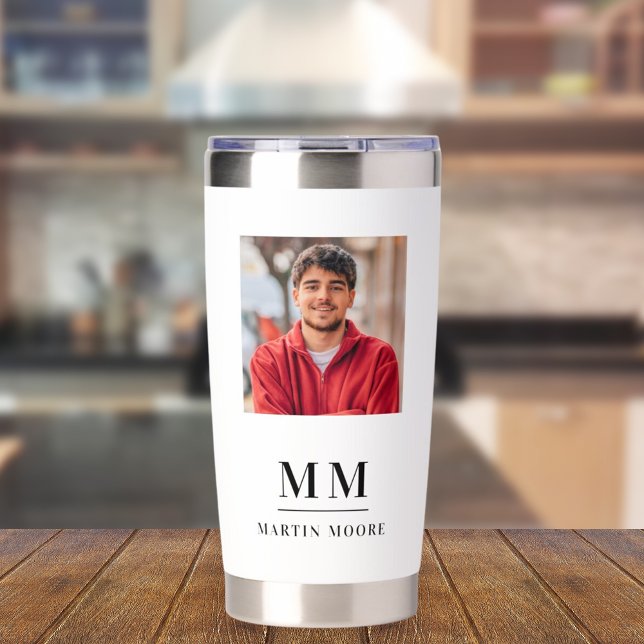 Photo monogram initials name guy insulated tumbler (Creator Uploaded)