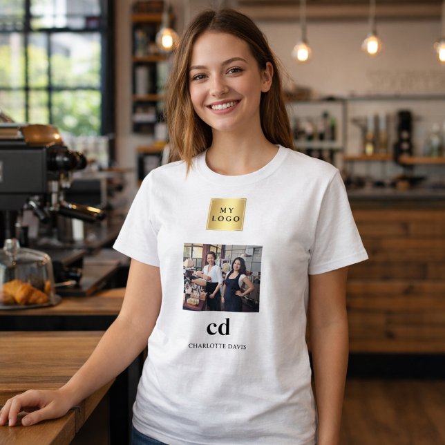 Photo monogram name logo business T-Shirt (Creator Uploaded)