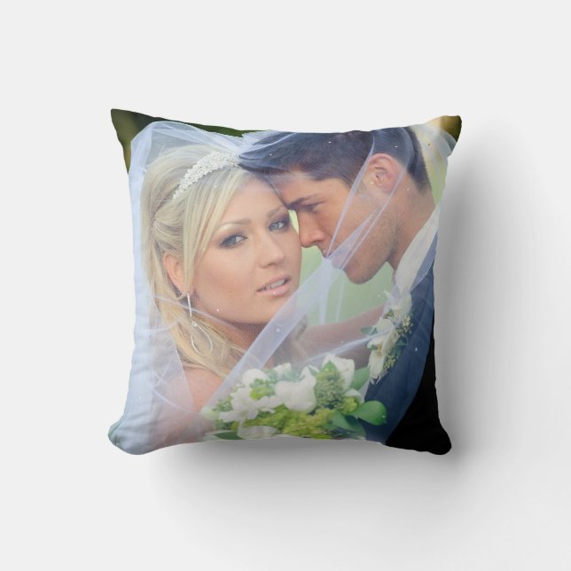 Photo  Monogram Names Wedding Keepsake Pillow (Front)