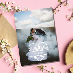 Photo Monogram Personalize Wedding Thank You Card
