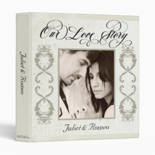 Photo, Monogram & Ribbon Wedding Album - Cream 3 Ring Binder