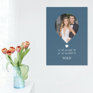 Photo Monogram Romantic Heart Coodinates Modern Canvas Print