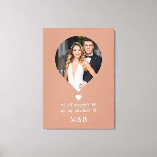 Photo Monogram Romantic Heart Coodinates Modern Canvas Print