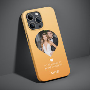 Photo Monogram Romantic Heart Coodinates Modern Case-Mate iPhone 14 Case