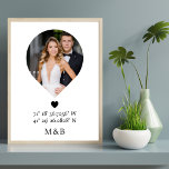 Photo Monogram Romantic Heart Coodinates Modern Poster<br><div class="desc">Photo Monogram Romantic Heart Coodinates Modern Poster Wall Art features your favorite photo with your monogram and custom coordinates of longitude and latitude that are special to you in modern script typography. Perfect gift for weddings, birthday,  Christmas,  Valentine's Day,  anniversary and so much more. Designed by ©Evco Studio www.zazzle.com/store/evcostudio</div>
