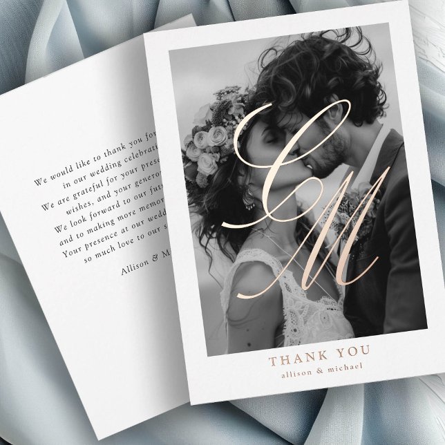 Photo-Monogram, Rose-Gold-Foil, THANK YOU! Foil Invitation (Creator Uploaded)
