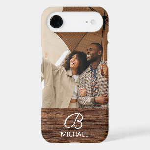 Photo Monogram Rustic Wood Grain Name iPhone 17 Air Case