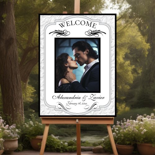 Photo & Monogram Welcome - White/Black Foam Board