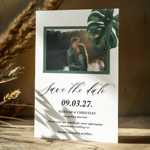 Photo Monstera Tropical Palm Leaf Save the date