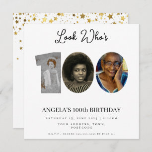 photo Montage Birthday party 100 years old Invitation