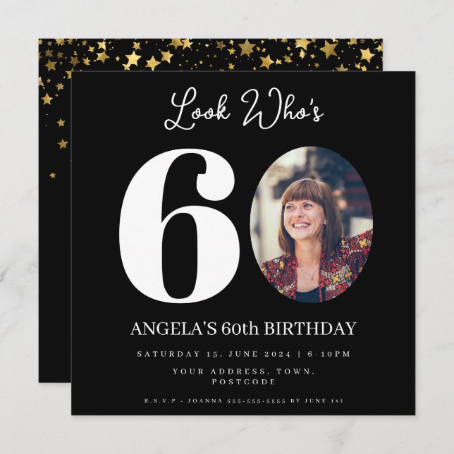 photo Montage Birthday party 60 years old Invitation (Front/Back)