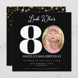 photo Montage Birthday party 80 years old Invitation