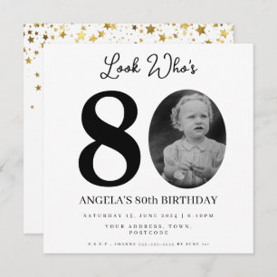 photo Montage Birthday party 80 years old Invitation