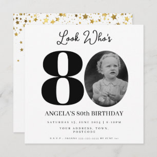 photo Montage Birthday party 80 years old Invitation