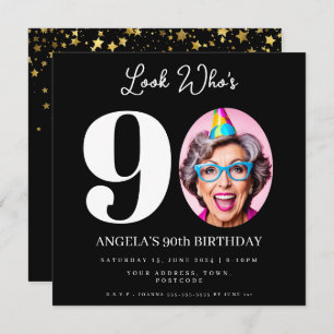 photo Montage Birthday party 90 years old Invitation