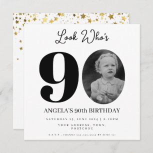 photo Montage Birthday party 90 years old Invitation