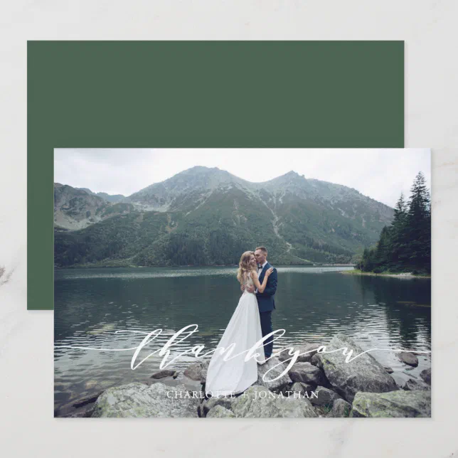 Photo Mountain Forest Wedding Thank You Card | Zazzle