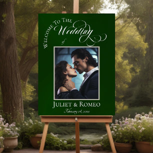 Photo, Mountains & Monogram Welcome - Emerald Foam Board