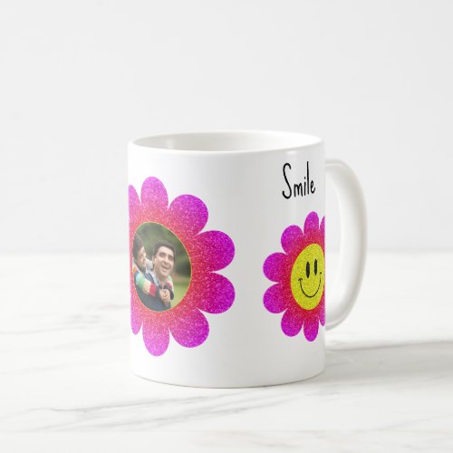 Photo Mug_Glitter Smiley Sunflower_ Daddys  Photo Coffee Mug