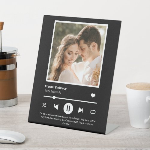 Photo Music Player Personalized Black Pedestal Sign