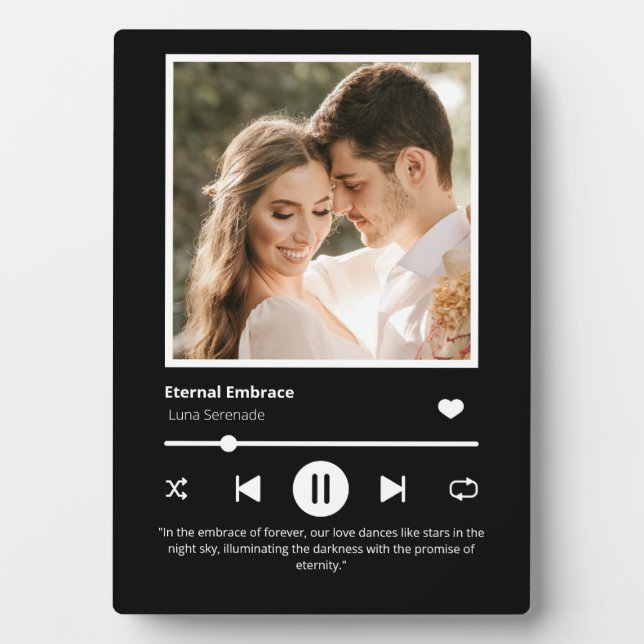 Photo Music Player Personalized Black Plaque (Front)