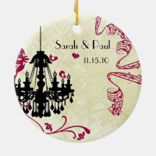 Photo Musical Black Plum Birds Vintage Chandelier Ceramic Ornament