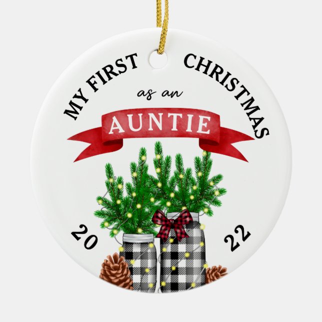 Photo My First Christmas As An Auntie Ceramic Ornament (Front)