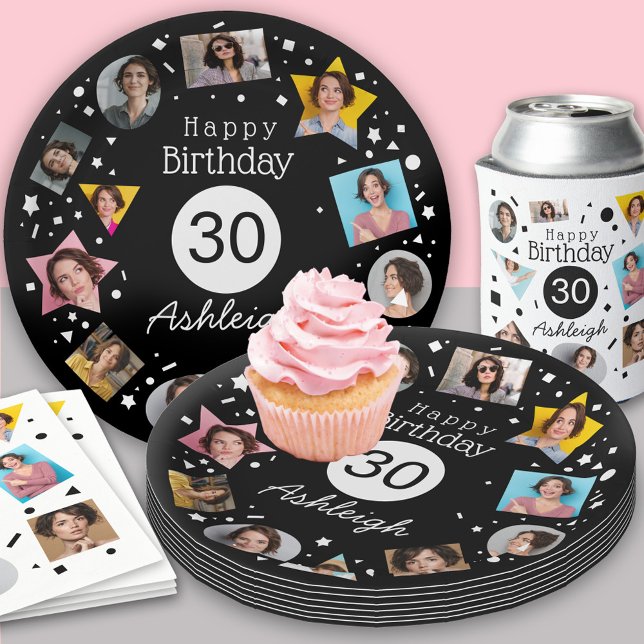 Photo Name 30th Birthday  Paper Plates (Creator Uploaded)